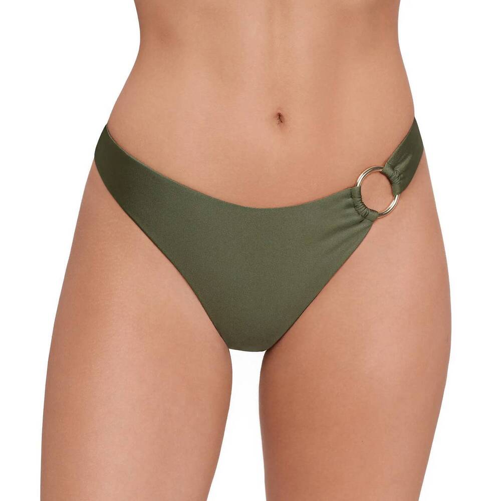 NEW STEVE MADDEN scoop side ring hipster bikini bottom in olive